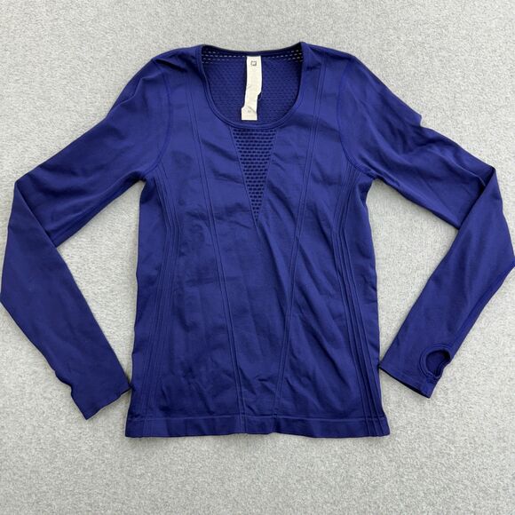 Fabletics Shirt Womens M Blue Purple Long Sleeve Stretch Athletic Workout - Picture 1 of 6